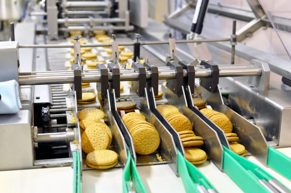 Linha de envase e embalagem de biscoitos